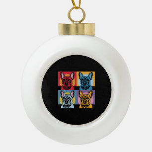 Colourful Pop Art Dog Illustration – Bold & Fun Pe Ceramic Ball Christmas Ornament