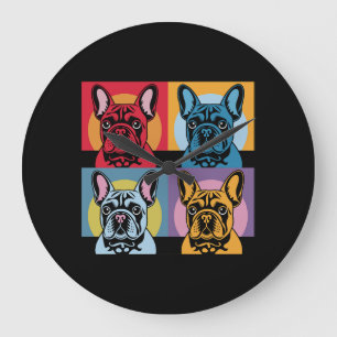 Colourful Pop Art Dog Illustration – Bold & Fun Pe Large Clock