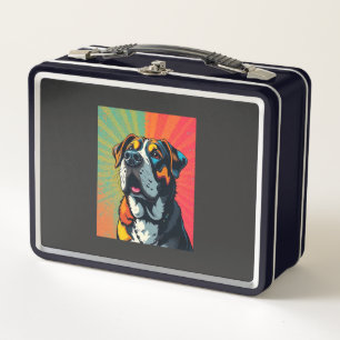 Colourful Pop Art Dog Illustration Bold & Fun Pet Metal Lunch Box