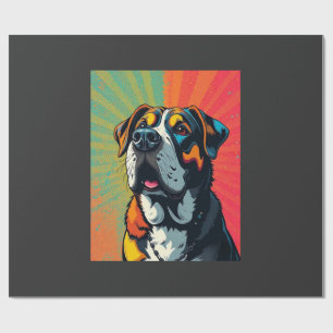 Colourful Pop Art Dog Illustration Bold & Fun Pet Wrapping Paper