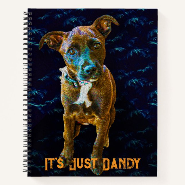 Colourful Pop Art Dog Portrait — "It's Just Dandy" Notebook (Front)