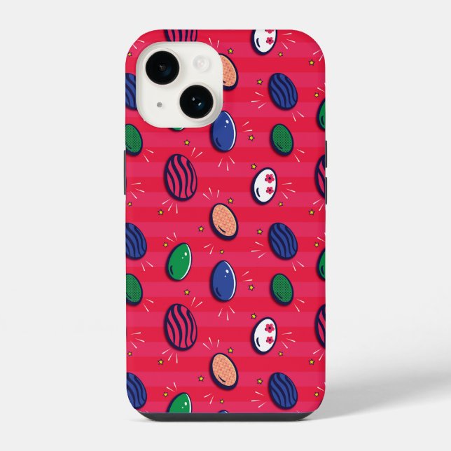 Colourful Pop Art Easter Eggs Pattern iPhone Case (Back)