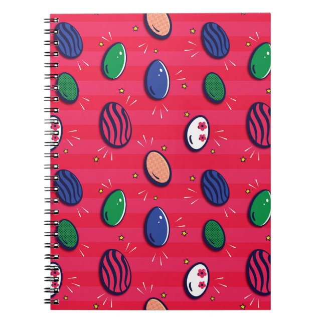 Colourful Pop Art Easter Eggs Pattern Notebook (Front)