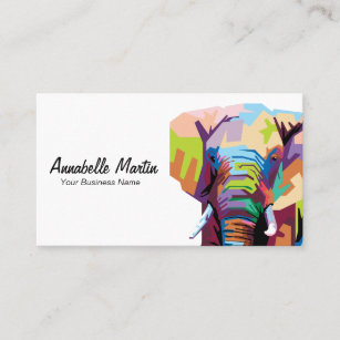 Colourful Pop Art Elephant Business Card