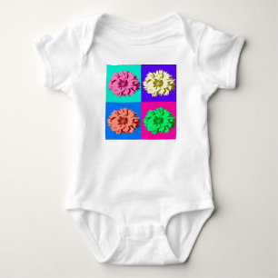 Colourful Pop Art Flowers Baby Bodysuit