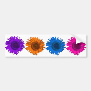 Colourful Pop Art Flowers Bumper Sticker