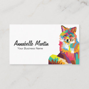 Colourful Pop Art Fox Business Card