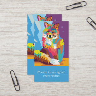 Colourful Pop Art Fox Portrait Business Card