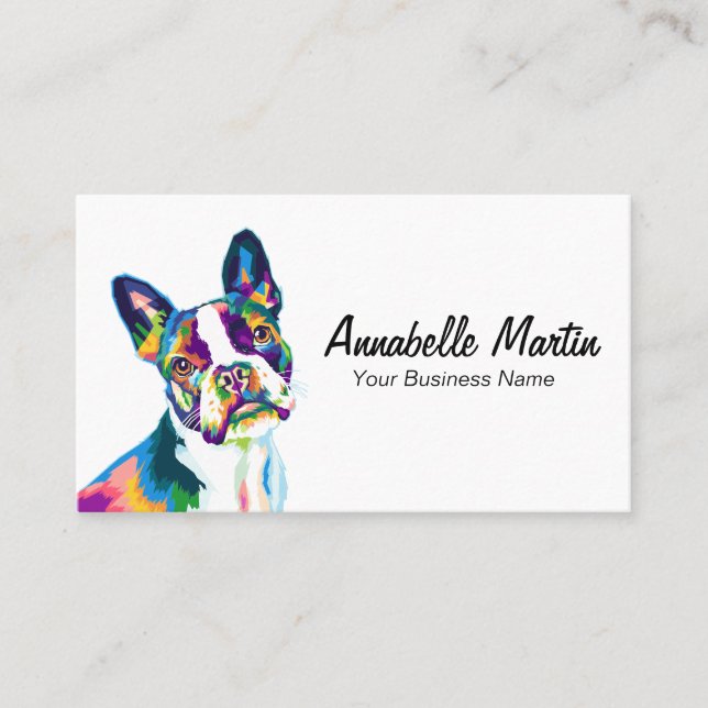 Colourful Pop Art French Bulldog  Business Card (Front)