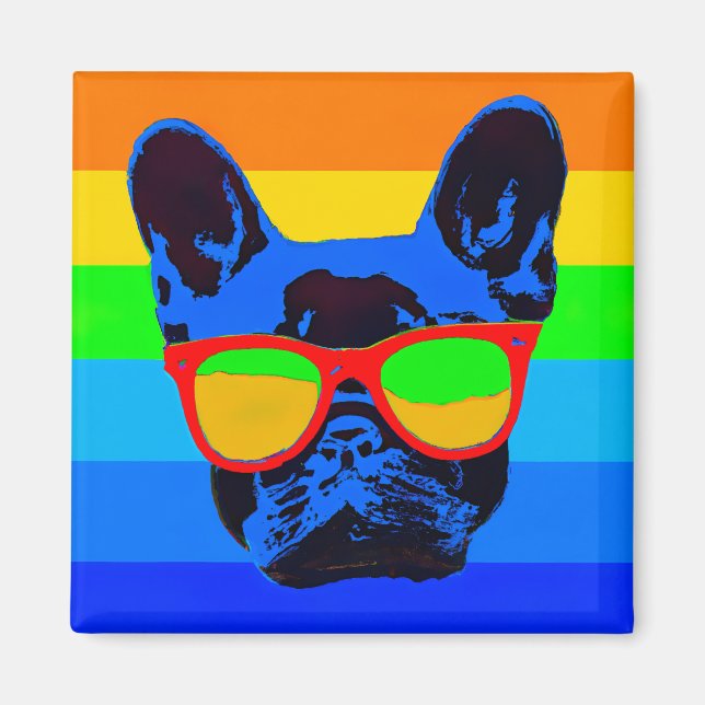 Colourful Pop Art French Bulldog Magnet (Front)