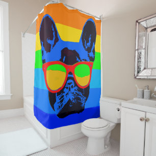 Colourful Pop Art French Bulldog Shower Curtain
