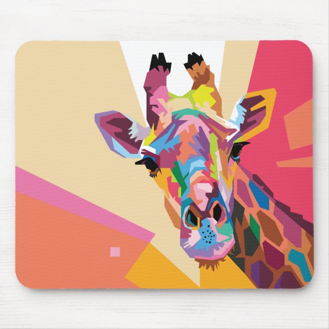 Colourful Pop Art Giraffe Portrait Mouse Mat (Front)