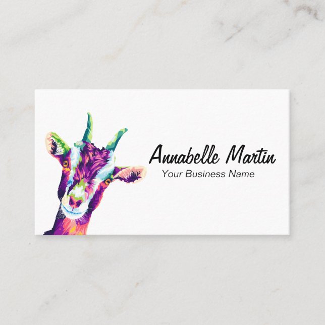 Colourful Pop Art Goat Business Card (Front)
