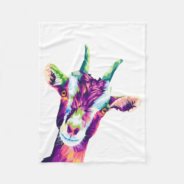 Colourful Pop Art Goat Fleece Blanket (Front)