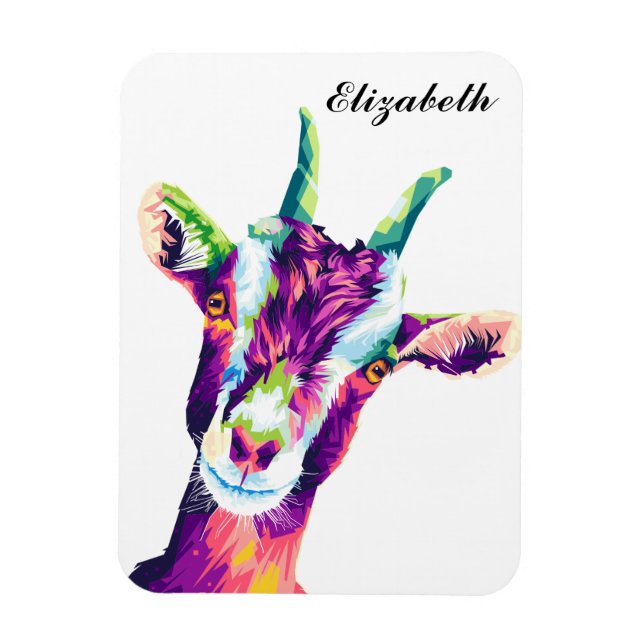 Colourful Pop Art Goat Personalised Magnet (Vertical)