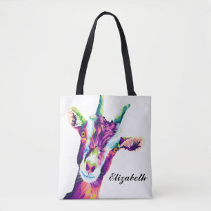 Colourful Pop Art Goat Personalised Tote Bag