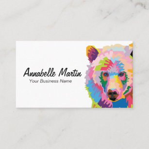 Colourful Pop Art Grizzly Bear Business Card