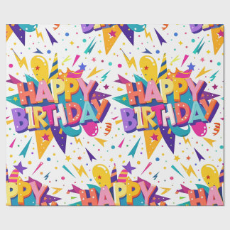 Colourful Pop Art Happy Birthday Wrapping Paper