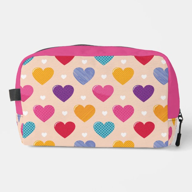 Colourful Pop Art Heart Pattern Dopp Kit (Front)