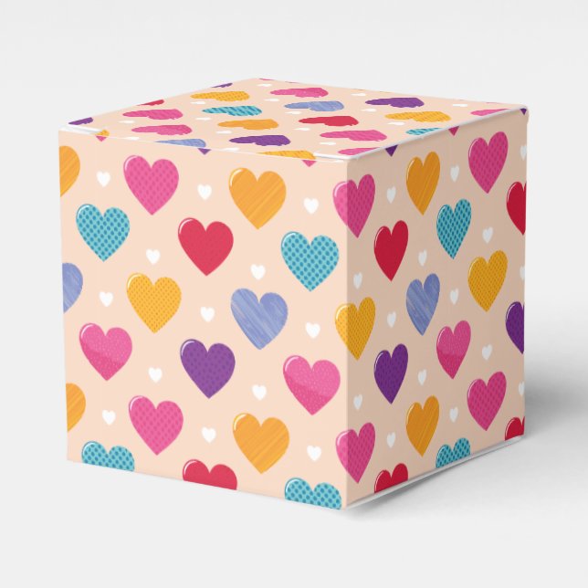 Colourful Pop Art Heart Pattern Favour Box (Front Side)
