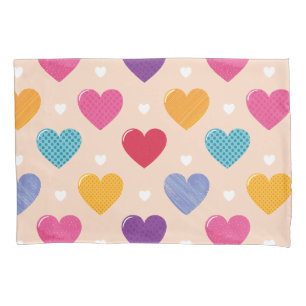 Colourful Pop Art Heart Pattern Pillowcase