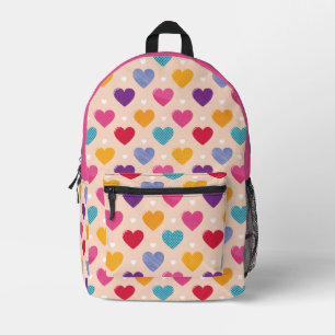 Colourful Pop Art Heart Pattern Printed Backpack