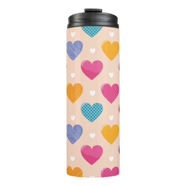 Colourful Pop Art Heart Pattern Thermal Tumbler (Front)