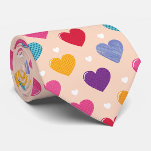 Colourful Pop Art Heart Pattern Tie