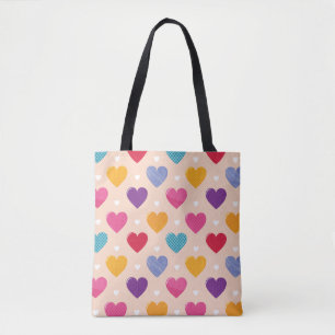 Colourful Pop Art Heart Pattern Tote Bag