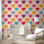 Colourful Pop Art Heart Pattern Wallpaper<br><div class="desc">A vibrant and cheerful seamless pattern featuring colourful hearts in pop art style,  with textured designs in shades of pink,  yellow,  purple,  blue,  and red,  complemented by small white hearts on a soft peach background. Perfect for Valentine’s Day designs,  wallpapers,  or crafts.</div>