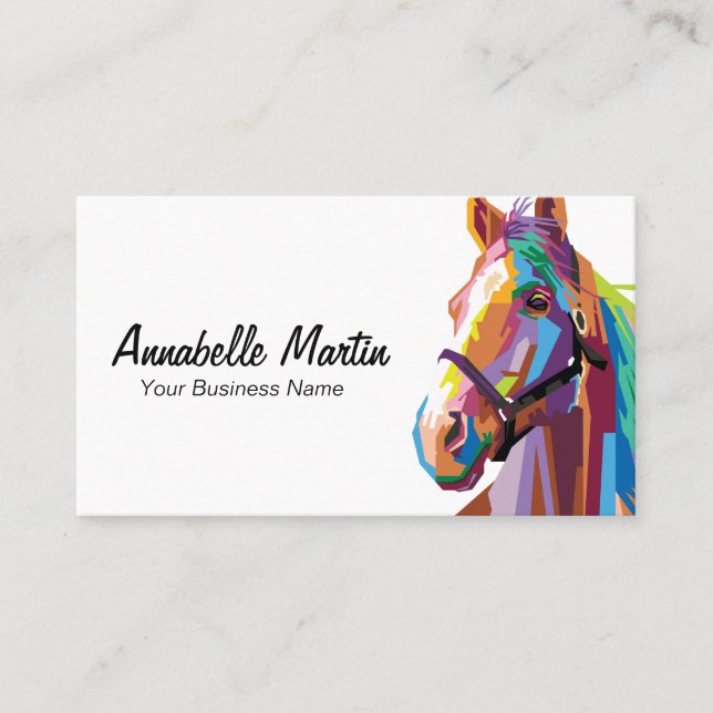 Colourful Pop Art Horse Business Card (Front)