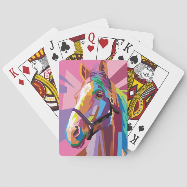 Colourful Pop Art Horse Portrait Playing Cards (Back)