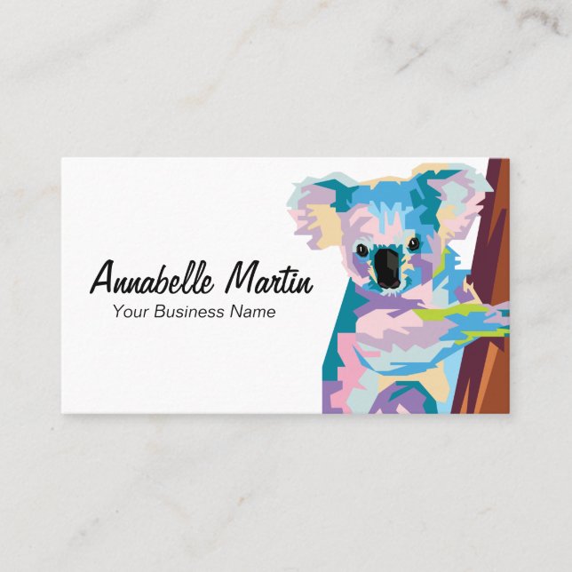 Colourful Pop Art Koala Business Card (Front)