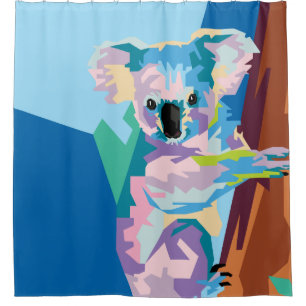 Colourful Pop Art Koala Portrait Shower Curtain
