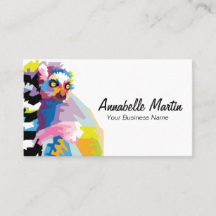 Colourful Pop Art Lemur Business Card
