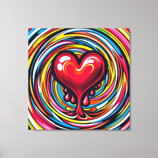 Colourful Pop Art 'Melting Heart' Canvas Print
