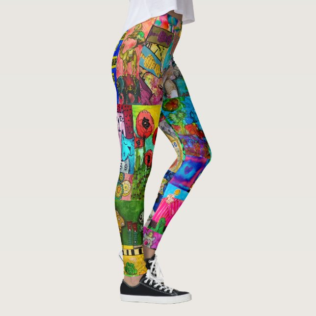 Colourful Pop Art Mixed-Media Collage Leggings (Right)