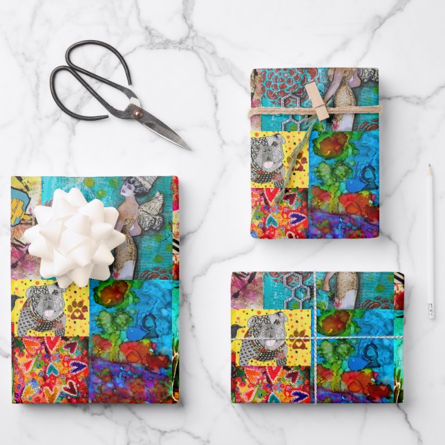 Colourful Pop Art Mixed Media Wrapping Paper (Front)