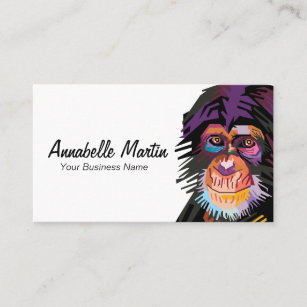 Colourful Pop Art Monkey Business Card