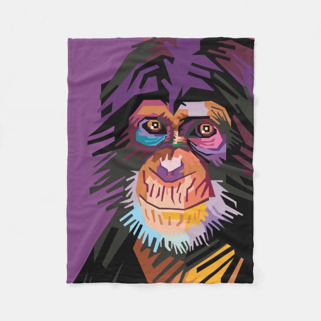 Colourful Pop Art Monkey Portrait Fleece Blanket (Front)