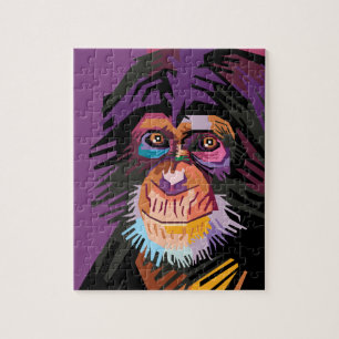 Colourful Pop Art Monkey Portrait Jigsaw Puzzle