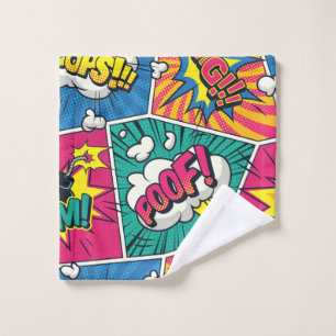 Colourful Pop Art Pattern - Retro Comic Explosion Wash Cloth