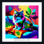 Colourful Pop Art Persian Cat on Couch Editable Poster<br><div class="desc">This image of a Persian cat on a couch was created using pop art style.
The title I chose is "Persian cat on a couch, " but you can change it. The image is high resolution 7168 x 7168 ppi and is downloadable.</div>