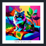 Colourful Pop Art Persian Cat on Couch Editable Poster<br><div class="desc">This image of a Persian cat on a couch was created using pop art style.
The title I chose is "Persian cat on a couch, " but you can change it. The image is high resolution 7168 x 7168 ppi and is downloadable.</div>