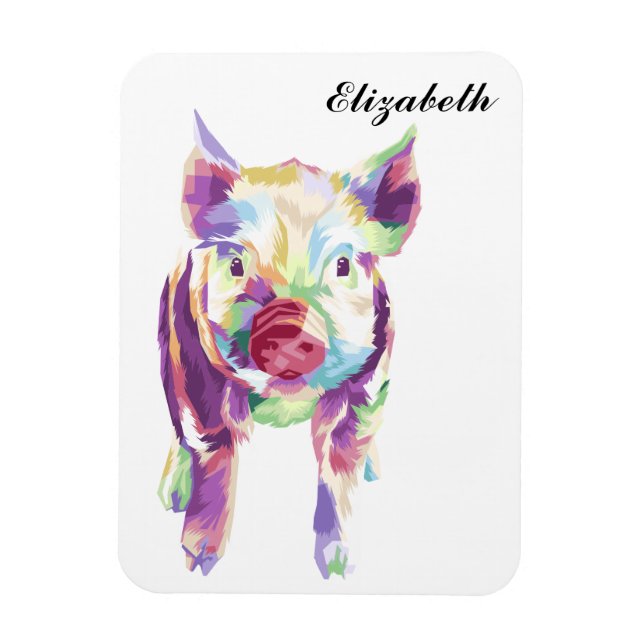Colourful Pop Art Pig Personalised Magnet (Vertical)