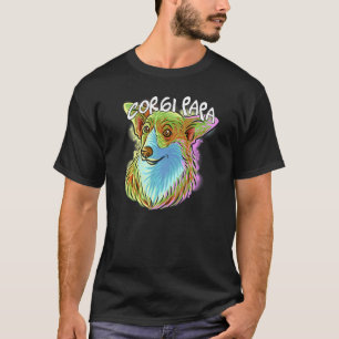 Colourful Pop Art Portrait Corgi Dog Dad Papa Fath T-Shirt