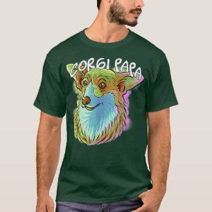 Colourful Pop Art Portrait Corgi Dog Dad Papa Fath T-Shirt