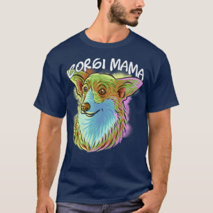 Colourful Pop Art Portrait Corgi Dog Mum Mama Moth T-Shirt