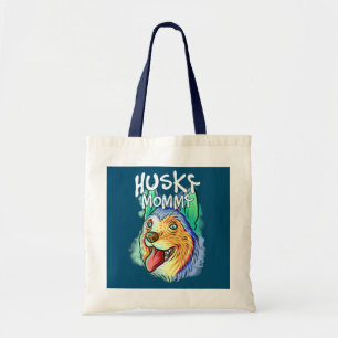 Colourful Pop Art Portrait Husky Dog Mum Mummy Tote Bag