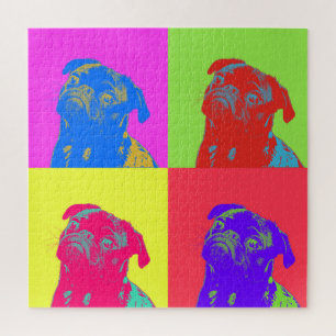 Colourful Pop Art Pug Portrait Jigsaw Puzzle